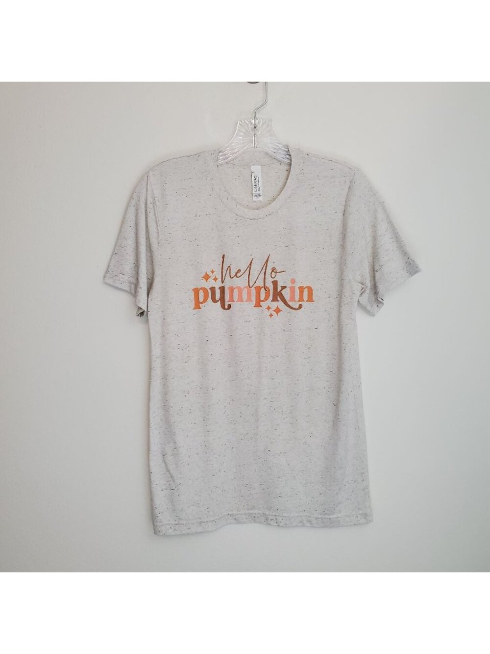 Hello Pumpkin pale tan funfetti graphic tee